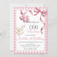 Une oie bête 1er anniversaire Invitation - rose