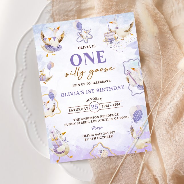Une oie sotte 1er anniversaire Invitation de fête (Créateur téléchargé)