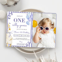 Une oie sotte 1er anniversaire Invitation de fête