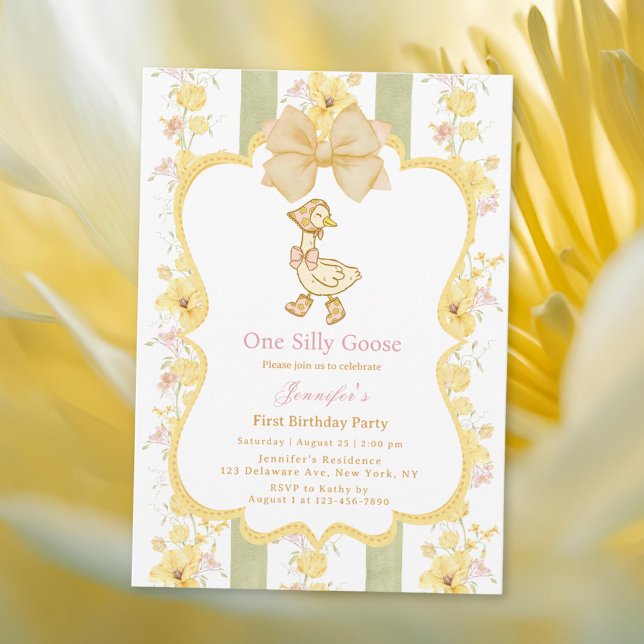 Une oie sotte 1er invitation anniversaire (Créateur téléchargé)