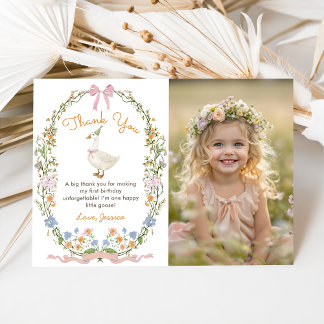 Une oie sotte Carte de remerciements photo d'anniv