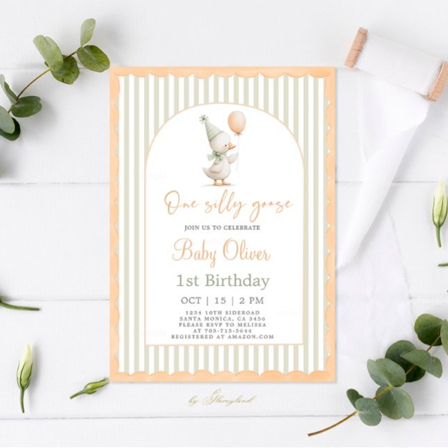 Une oie sotte Sage 1er Invitation anniversaire (Créateur téléchargé)