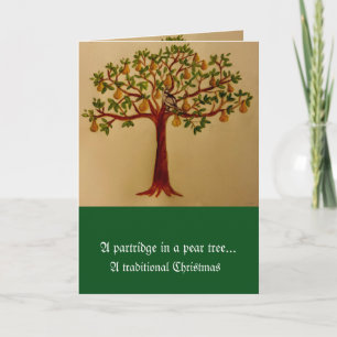 Une perdrix dans un arbre à poires Carte de Noël