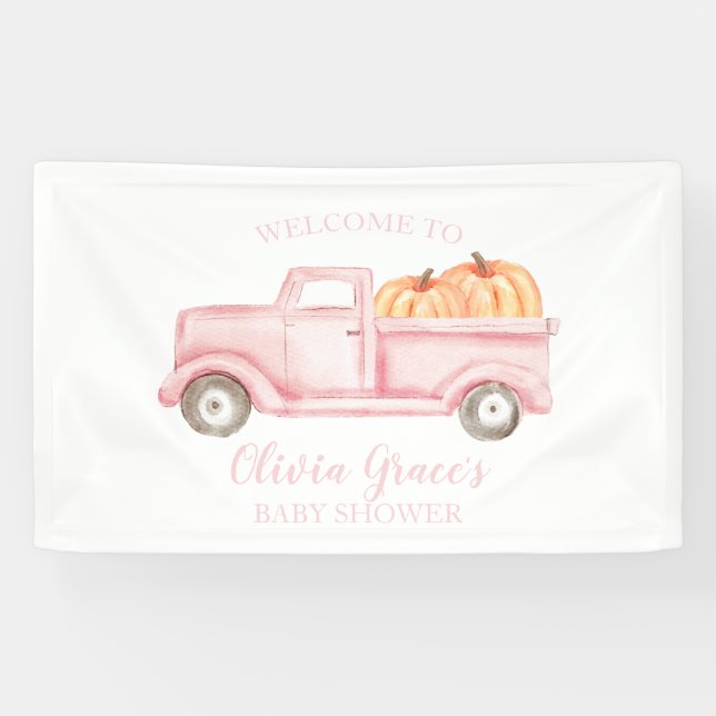 Une petite bannière de camion rose Baby shower Cit (Horizontal)