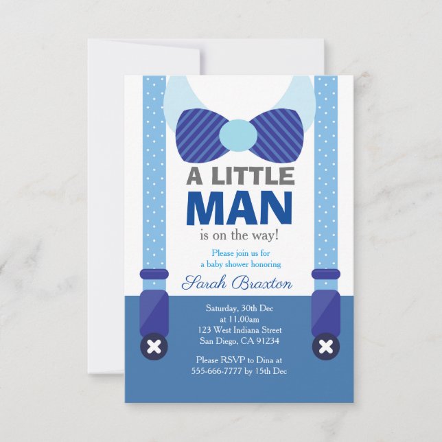 Une petite carte d'invitation baby shower homme (Devant)