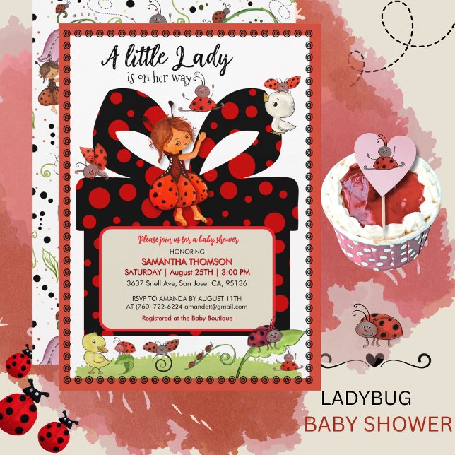 Une Petite Dame est en Route Invitation à pois (A Little Lady is on Her Way Polka Dot Invitation)