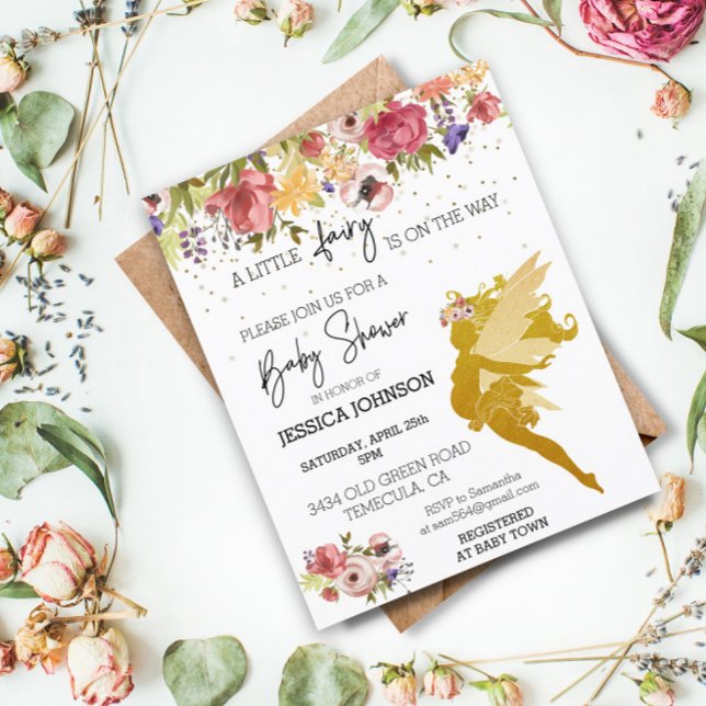 Une petite fée est sur le chemin Baby shower Gold  (Créateur téléchargé)