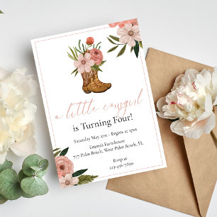 Une Petite Femme Florale Invitation Anniversaire
