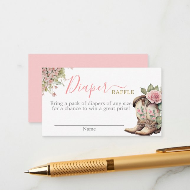 Une petite fille Baby shower fille carte de raffle (Devant/Arrière en situation)