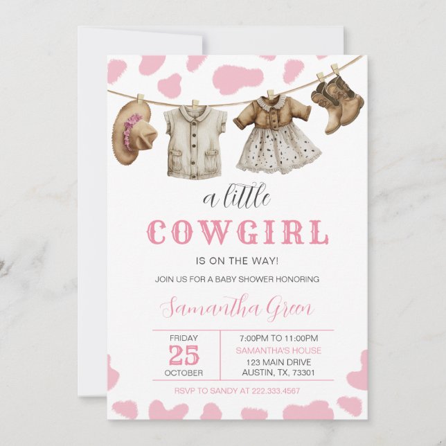 Une petite fille Baby shower Invitation (Devant)
