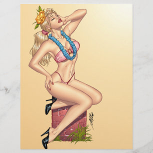 Une petite fille blonde avec des fleurs en bikini 