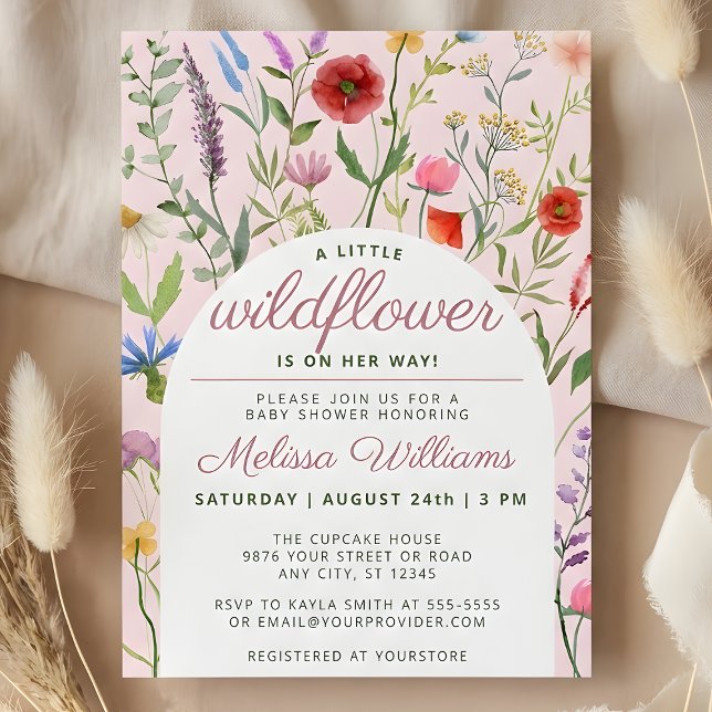 Une Petite Fleur sauvage Invitation Baby shower fi (A Little Wildflower Girl Baby Shower Invitation)