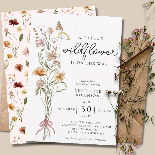 Une Petite Fleur sauvage Invitation Baby shower fi (Créateur téléchargé)