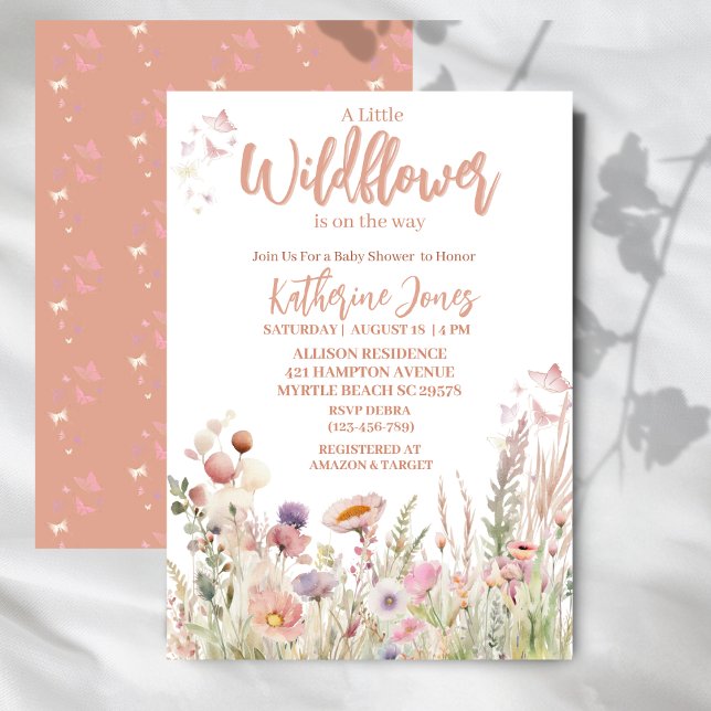 Une Petite Fleur sauvage Invitation Baby shower fi (Créateur téléchargé)