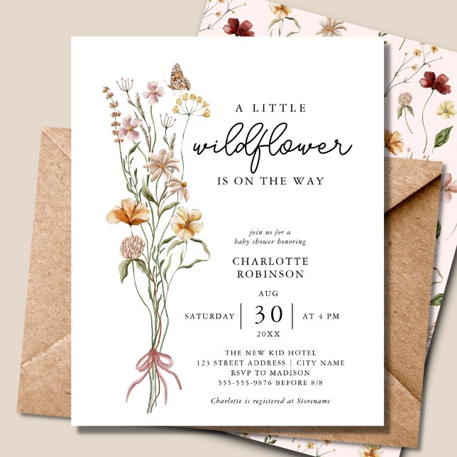 Une petite Fleur sauvage Invitation du Baby shower (Créateur téléchargé)