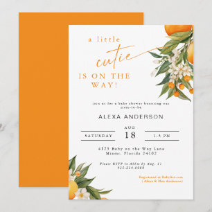 Une petite invitation à Baby shower orange Cutie I