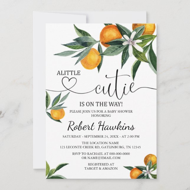 Une petite invitation au Baby shower Cutie (Devant)
