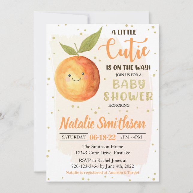 Une petite invitation au Baby shower Cutie (Devant)