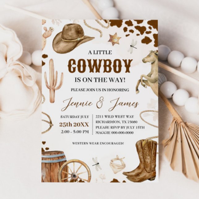 Une petite invitation au Baby shower de cowboy (Créateur téléchargé)