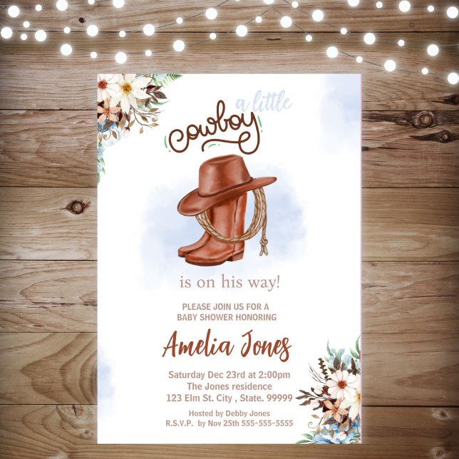 Une petite invitation au Baby shower de cowboy (Créateur téléchargé)