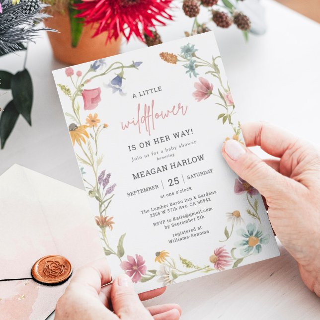 Une Petite Invitation Baby shower Fleur sauvage (Créateur téléchargé)