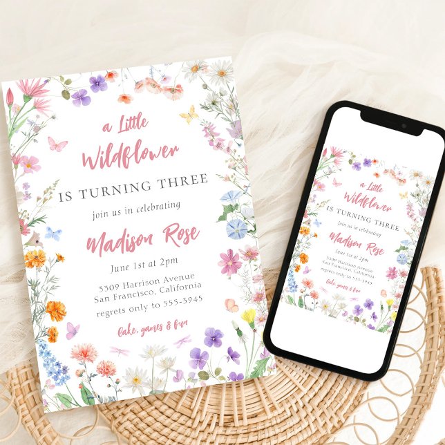 Une petite invitation d'anniversaire florale de fl (Créateur téléchargé)