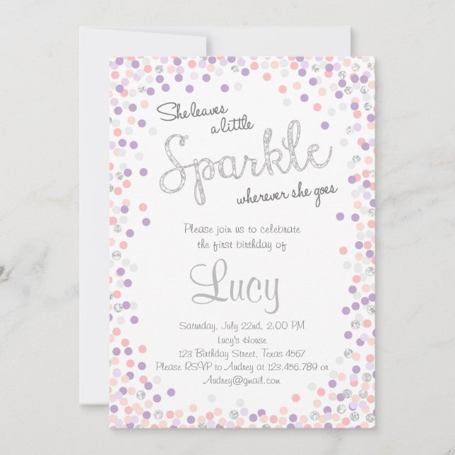 Une petite invitation d'anniversaire Silver violet (Devant)