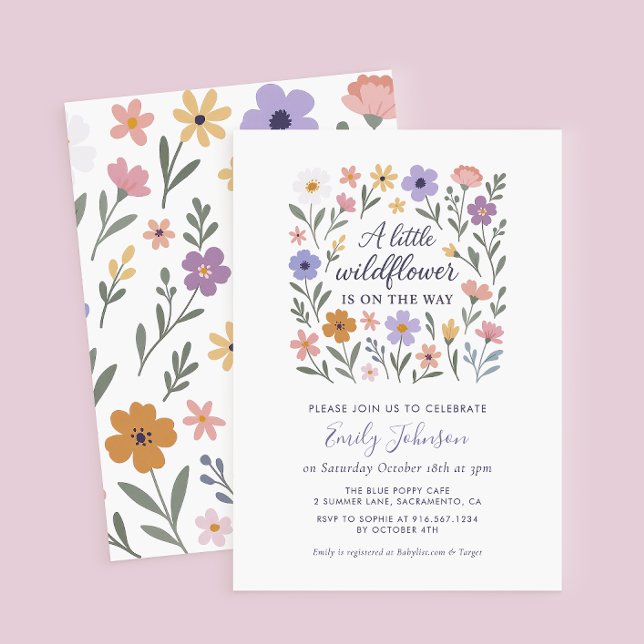 Une Petite Invitation De Baby shower Floral Fleur  (Créateur téléchargé)