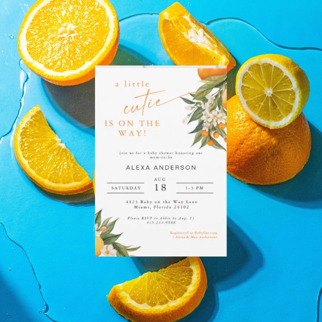 Une Petite Invitation De Baby shower Orange Cutie (Créateur téléchargé)
