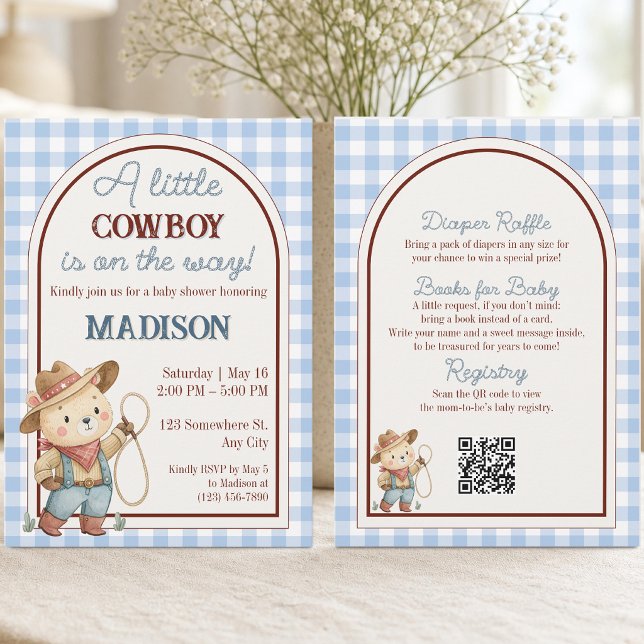 Une petite invitation de douche de bébé ourson cow (Créateur téléchargé)