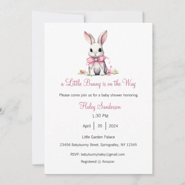 Une petite invitation de lapin sur le chemin, bébé (Devant)