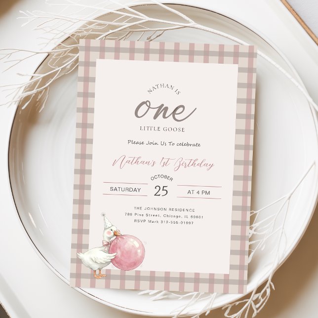 Une petite oie | Bébé à ruban rose 1er anniversair (Créateur téléchargé)