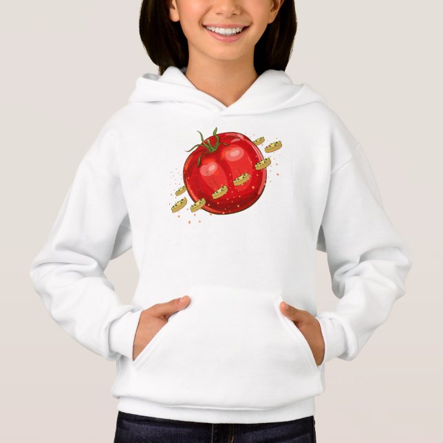 Une planète tomate avec des pizzas qui l'entourent (Devant)