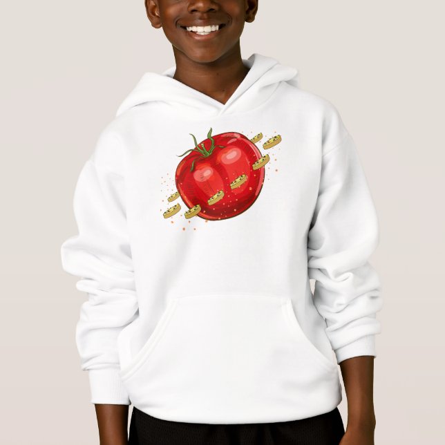 Une planète tomate avec des pizzas qui l'entourent (Devant)