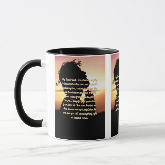 Une Prière De Protection Du Mal Mug À Deux Tons (Gauche)