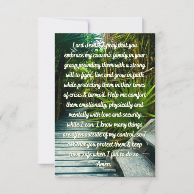 Une prière pour une carte de voeux familiale (Devant)