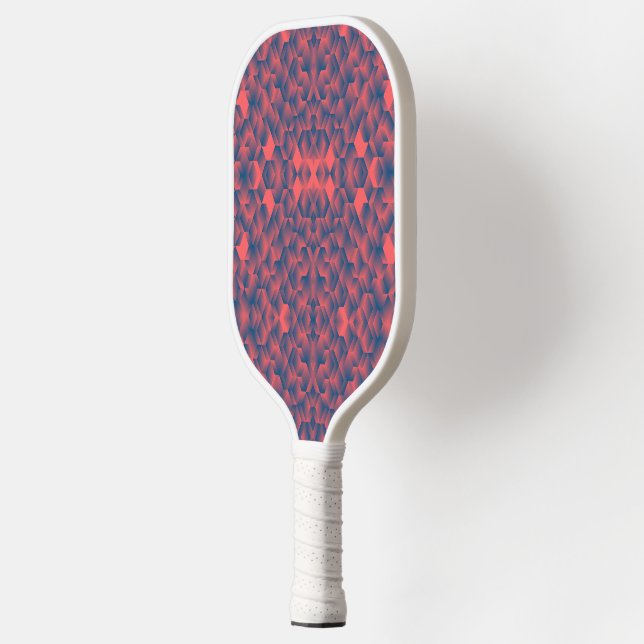 Une raquette de pickleball avec un rouge géométriq (Gauche)