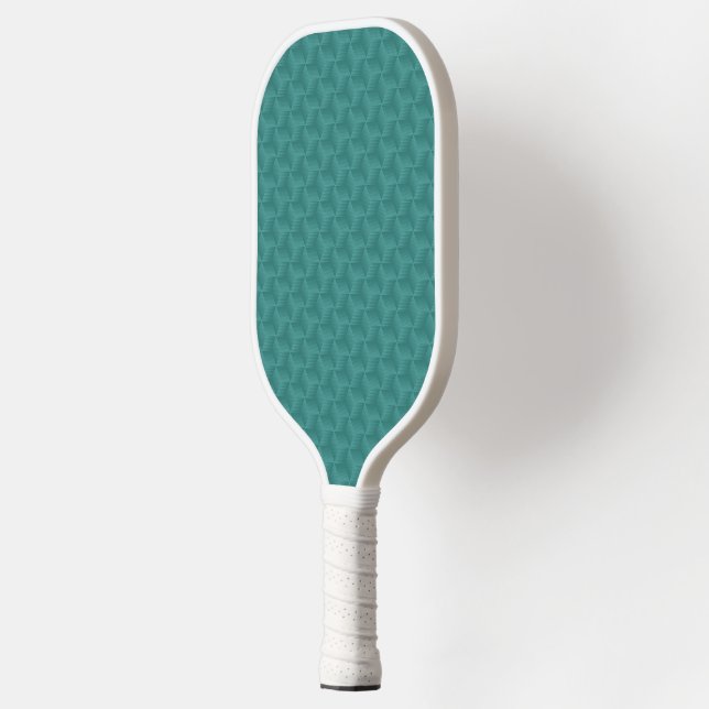 Une raquette de pickleball sarcelle avec un motif  (Gauche)