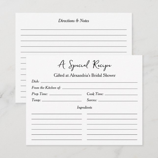 Une recette spéciale pour la carte cadeau Fête des (Devant / Derrière)