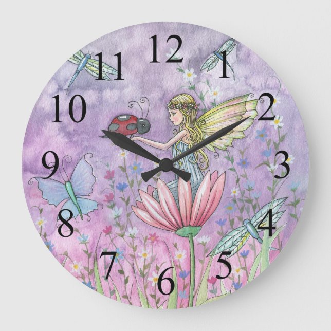 Une Rencontre Amicale Fée et coccinelle Horloge (Recto)