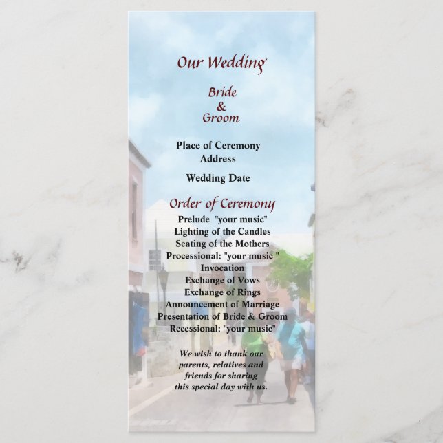 Une rue à St George Bermuda Programme de mariage (Devant)