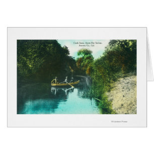 Une scène de ruisseau avec famille en canot