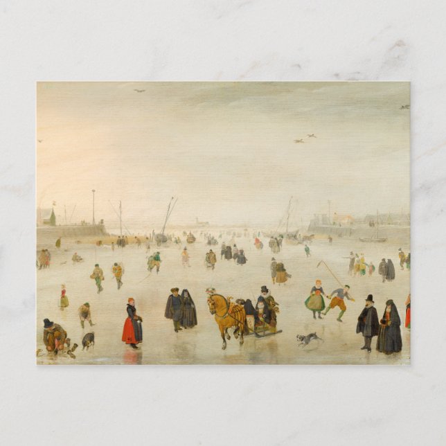 Une scène sur la glace par Hendrick Avercamp Carte (Devant)