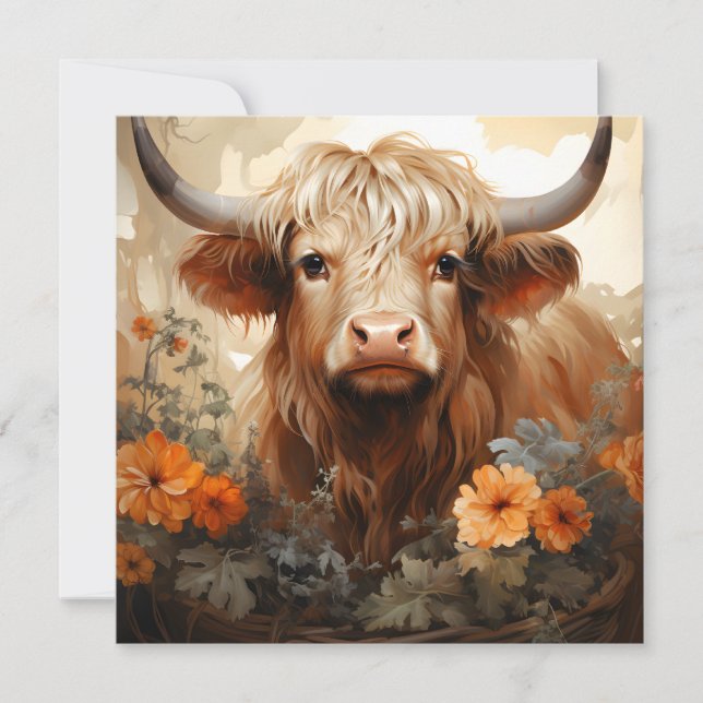 Une série de vaches des Highlands florales Design  (Devant)