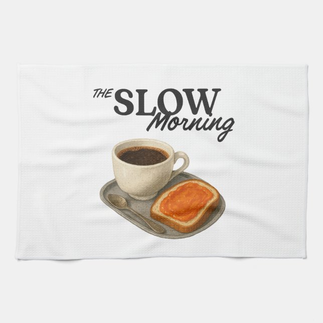 Une serviette de cuisine avec une image de café et (Horizontal)