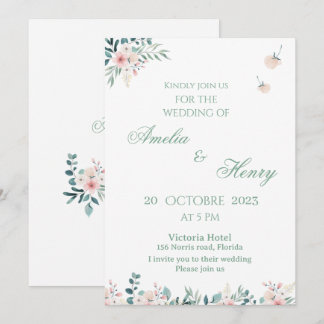 Une simple carte d'invitation de mariage à l'aquar