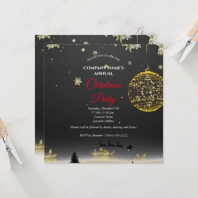 Une simple et élégante invitation à la fête de Noë (Devant/Arrière en situation)