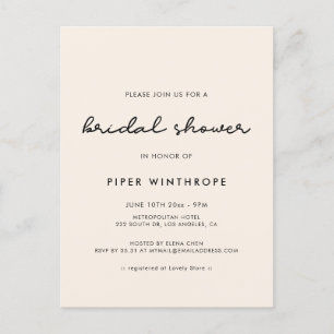 Une simple invitation à la douche nuptiale