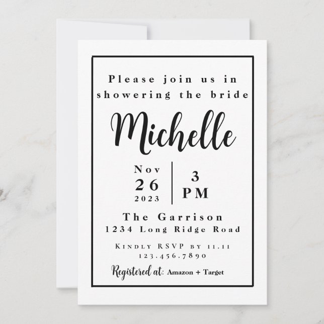 Une simple invitation à la douche nuptiale | Minim (Devant)