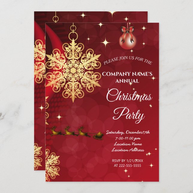 Une simple invitation à Noël rouge et élégante (Devant / Derrière)